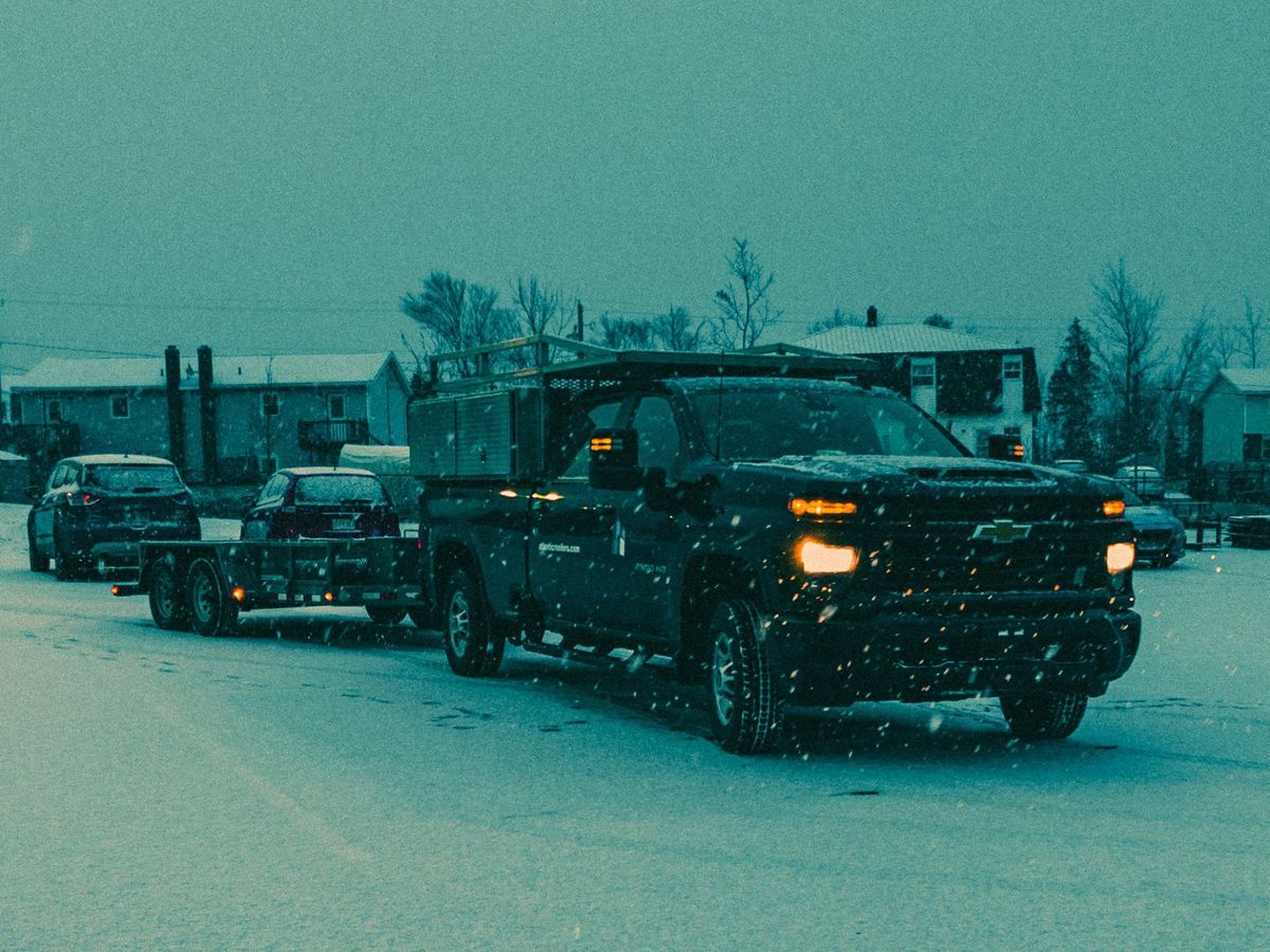 Pickup with a utility trailer